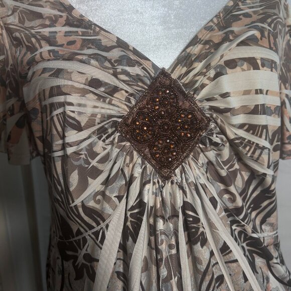 Aptt. 9 Top Size 1X Brown Cream Tan - Picture 2 of 6